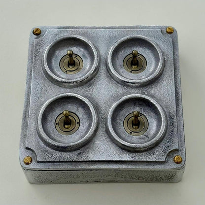4 Gang 2 Way Solid Cast Metal Conduit Light Switch Industrial - Vintage Crabtree Style