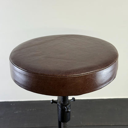 Vice Clamp Industrial Solid Bar Stool Wood or Leather Top Solid Cast Metal Base | Vintage Style | Floor Standing