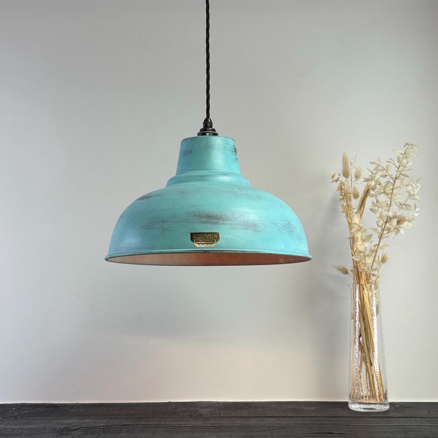 Salthouse XL - Copper Verdigris Patina Industrial Lampshade Pendant Light - 14.5 Inch