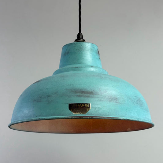 Salthouse XL - Copper Verdigris Patina Industrial Lampshade Pendant Light - 14.5 Inch