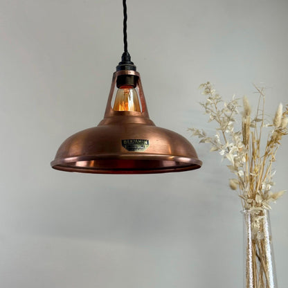 Cawston - Antique Copper Slotted Lampshade Pendant Ceiling Light - 11 Inch