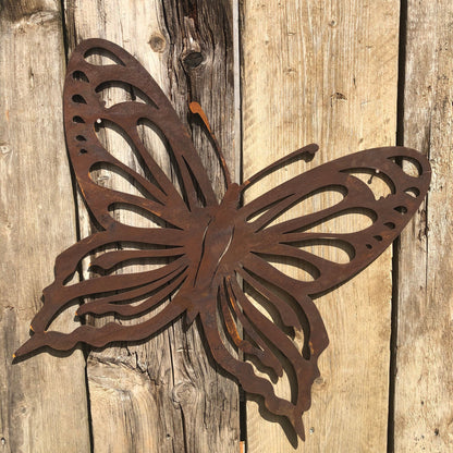 Large Rusty Metal Butterfly Decoration
