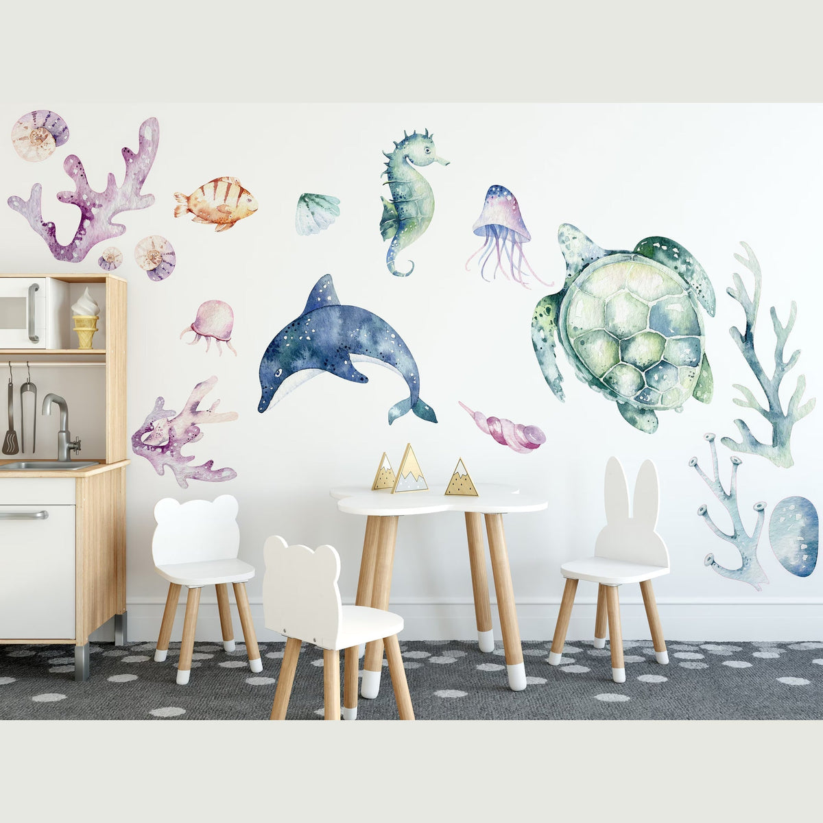 Ocean 2 Wall Decal - Watercolour Decal Set - Nursery Decor - Nursery wall stickers