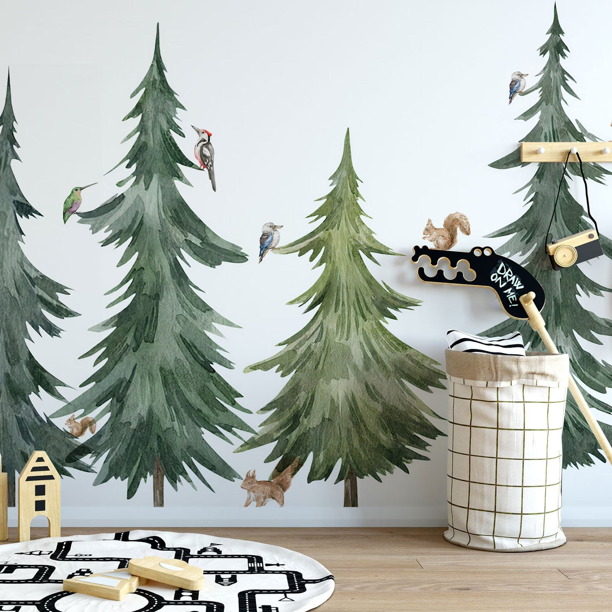 Forest Tree Wall Decal – Woodland Animals and Trees for Kids’ Rooms & Nurseries