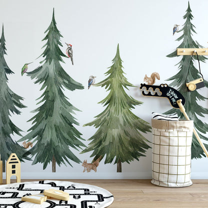 Forest Tree Wall Decal – Woodland Animals and Trees for Kids’ Rooms & Nurseries