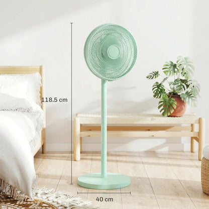 HOMCOM 40 cm Standing Fan, Cooling Floor Fan with 80° Oscillating, Adjustable Tilt and Height, 4 Speed, Remote Control, Green
