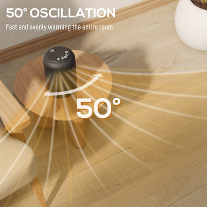HOMCOM 1500W Ceramic Electric Heater with Fan, Timer, Oscillation - Black
