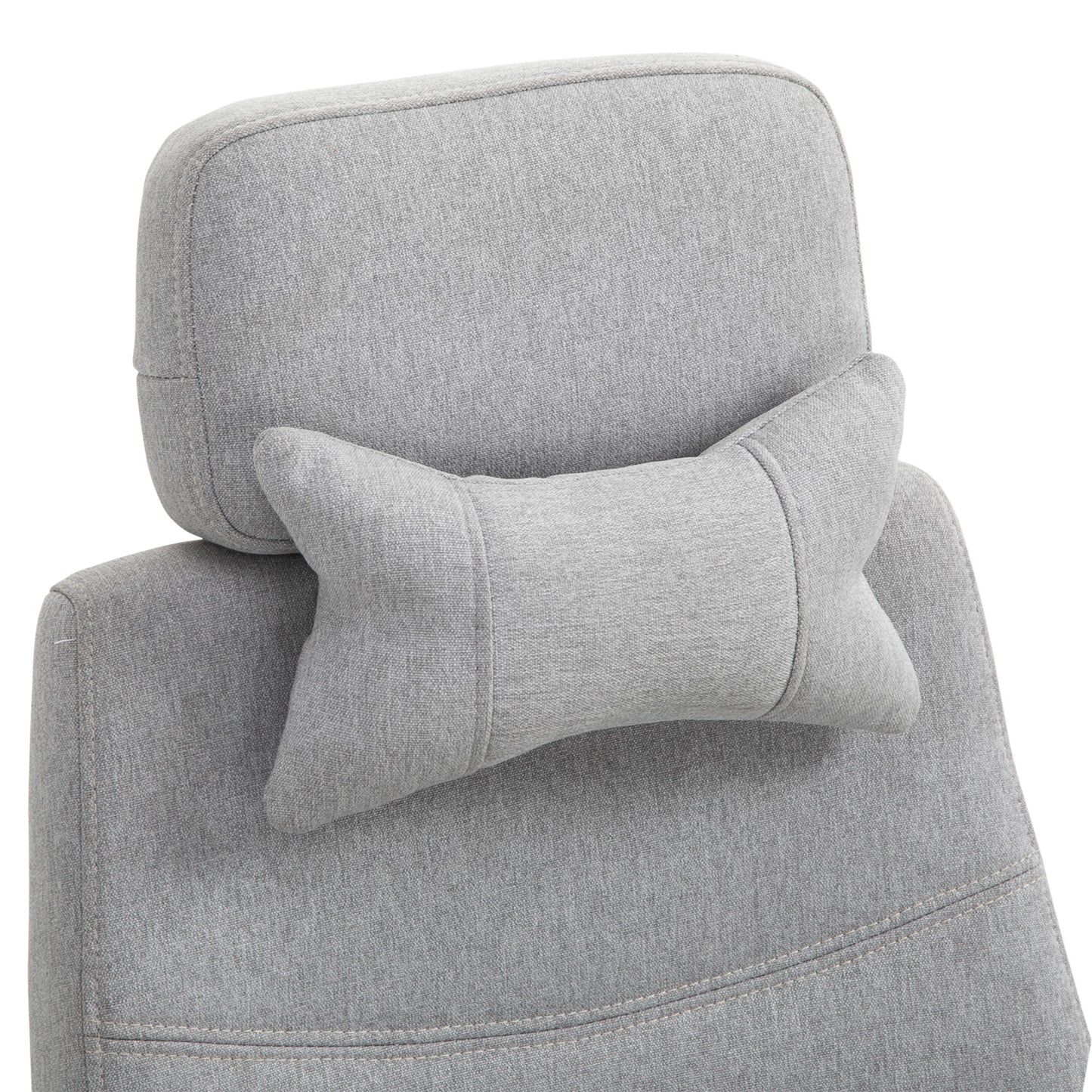 Vinsetto Office Chair, Ergonomic Desk Chair, High Back Fabric Work Chair with 160\'c2\'b0 Reclining Backrest, Retractable Footrest, Neck and Lumbar Pillow for Home and Study, Grey