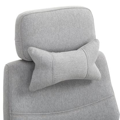 Vinsetto Office Chair, Ergonomic Desk Chair, High Back Fabric Work Chair with 160\'c2\'b0 Reclining Backrest, Retractable Footrest, Neck and Lumbar Pillow for Home and Study, Grey