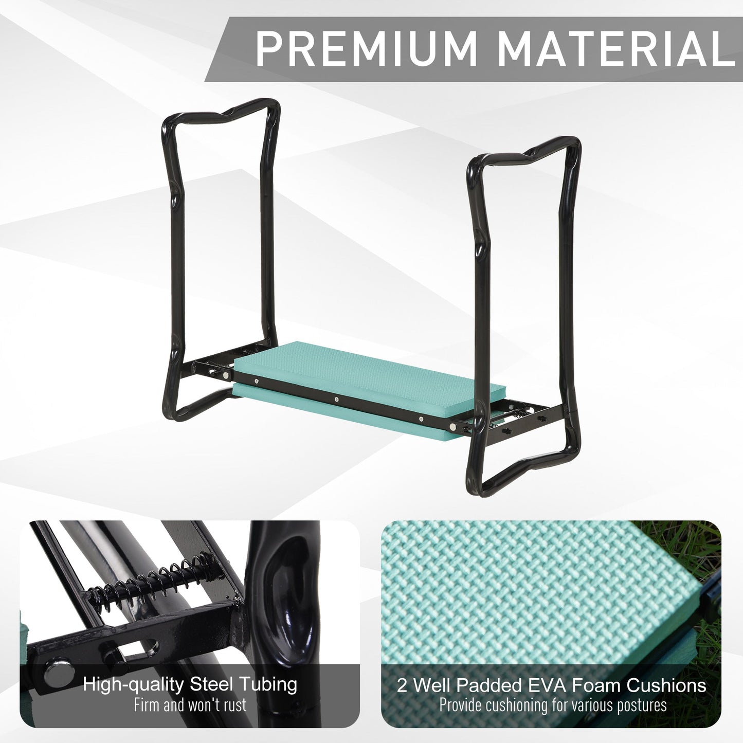 Outsunny 2 In 1 Garden Kneeler Seat Kneeling Pad Support Bench Foldable Knee Protector, Green