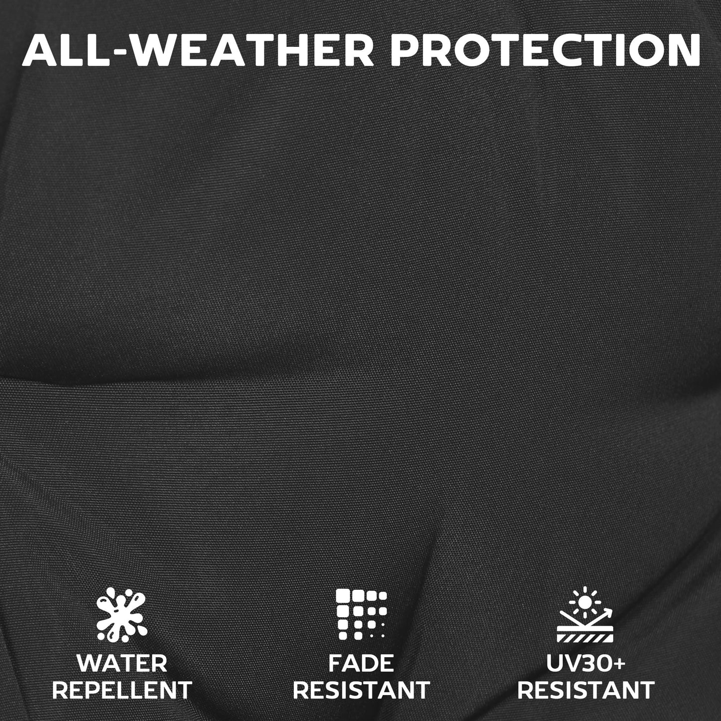 Outsunny Outdoor Seat Cushions Set of 2 with Ties, Waterproof Garden Seat Pads, Black