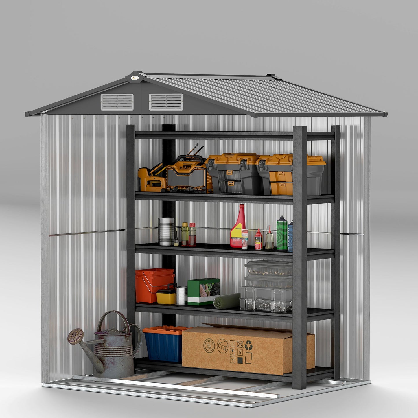 Outsunny 5ft x 4.3ft Outdoor Garden Storage Shed - Grey Wood Effect