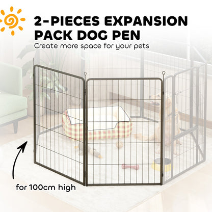 PawHut 2 Piece Dog Pen Expansion Pack for 100cm High Animal Pen with 3 Connecting Stakes