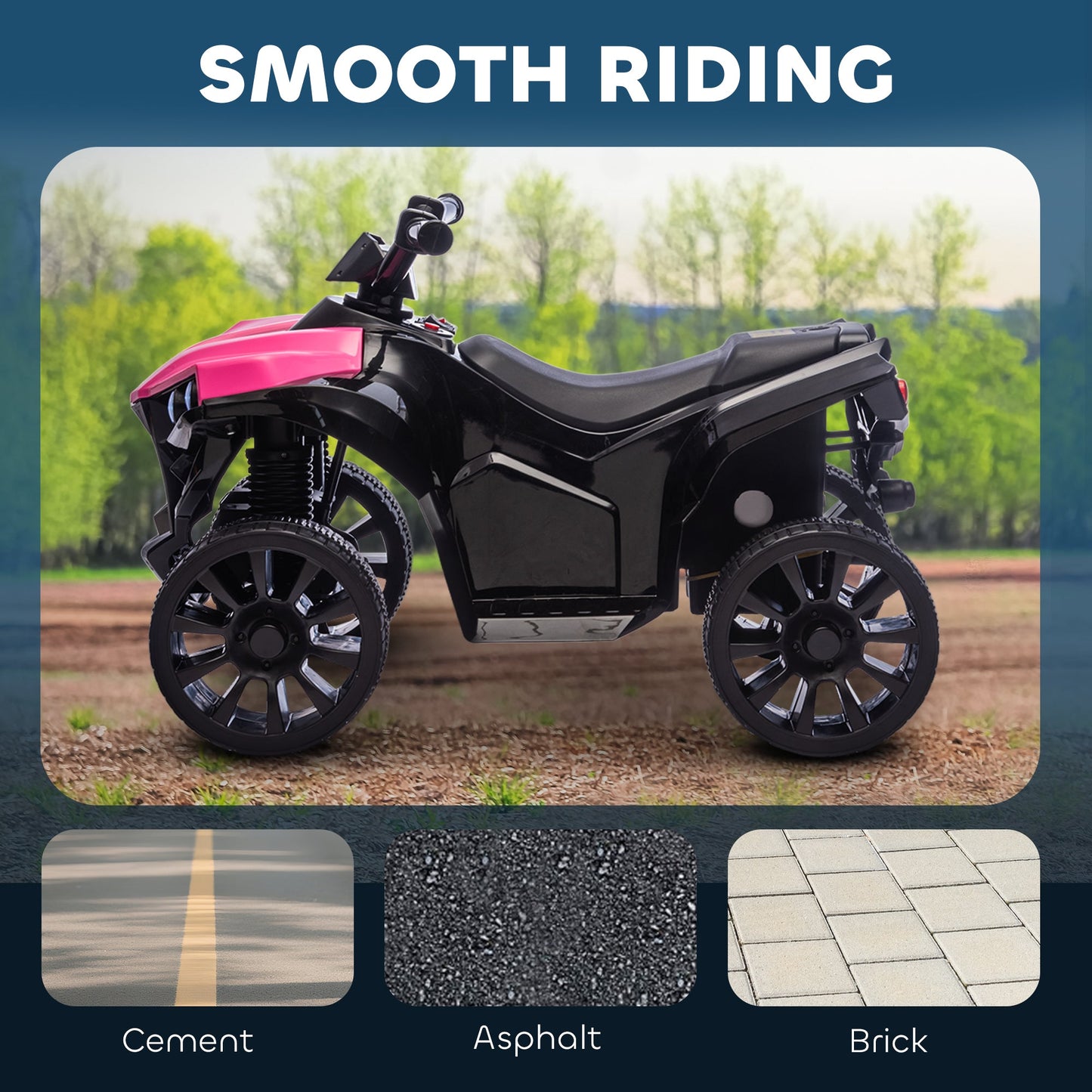 AIYAPLAY 6V Kids ATV, 4 Wheeler Electric Ride on Car with Music and LED Headlights, for Ages 3-8 Years Boys and Girls, Pink