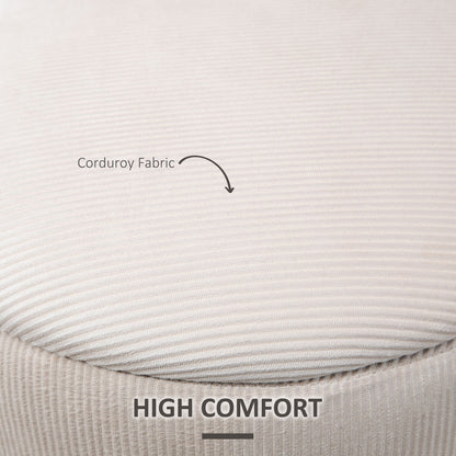 HOMCOM Modern Storage Ottoman with Removable Lid, Fabric Storage Stool, Foot Stool, Dressing Table Stool Side Table, Set of 2, Cream White