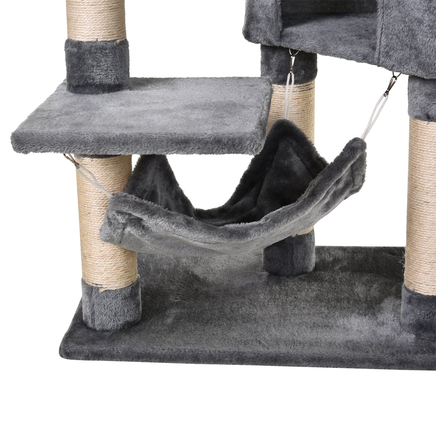 PawHut Cat Tree for Indoor Cats Condo Tower Multi-level Height 150CM  Kittens Activity Stand House with Toys & Various Scratching Posts
