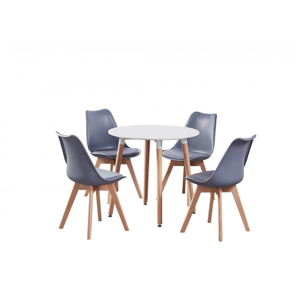 Jamie Halo Round Dining Table Set with 4 Chairs