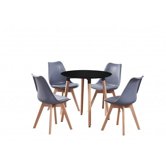 Jamie Halo Round Dining Table Set with 4 Chairs