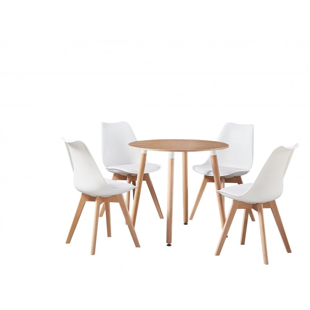 Jamie Halo Round Dining Table Set with 4 Chairs