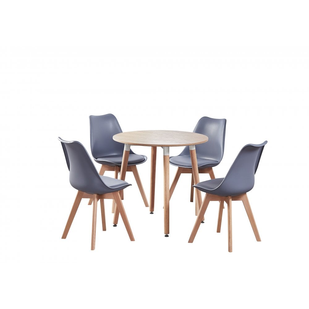 Jamie Halo Round Dining Table Set with 4 Chairs