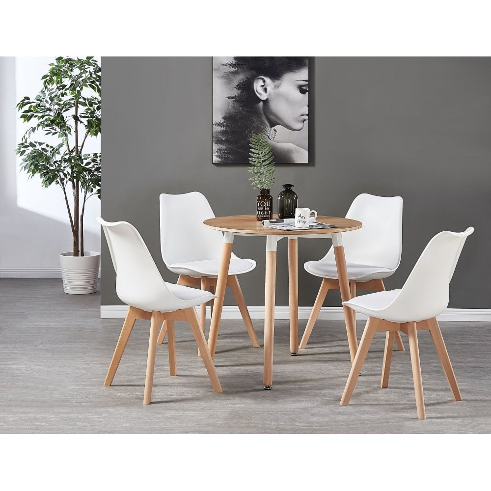 Jamie Halo Round Dining Table Set with 4 Chairs