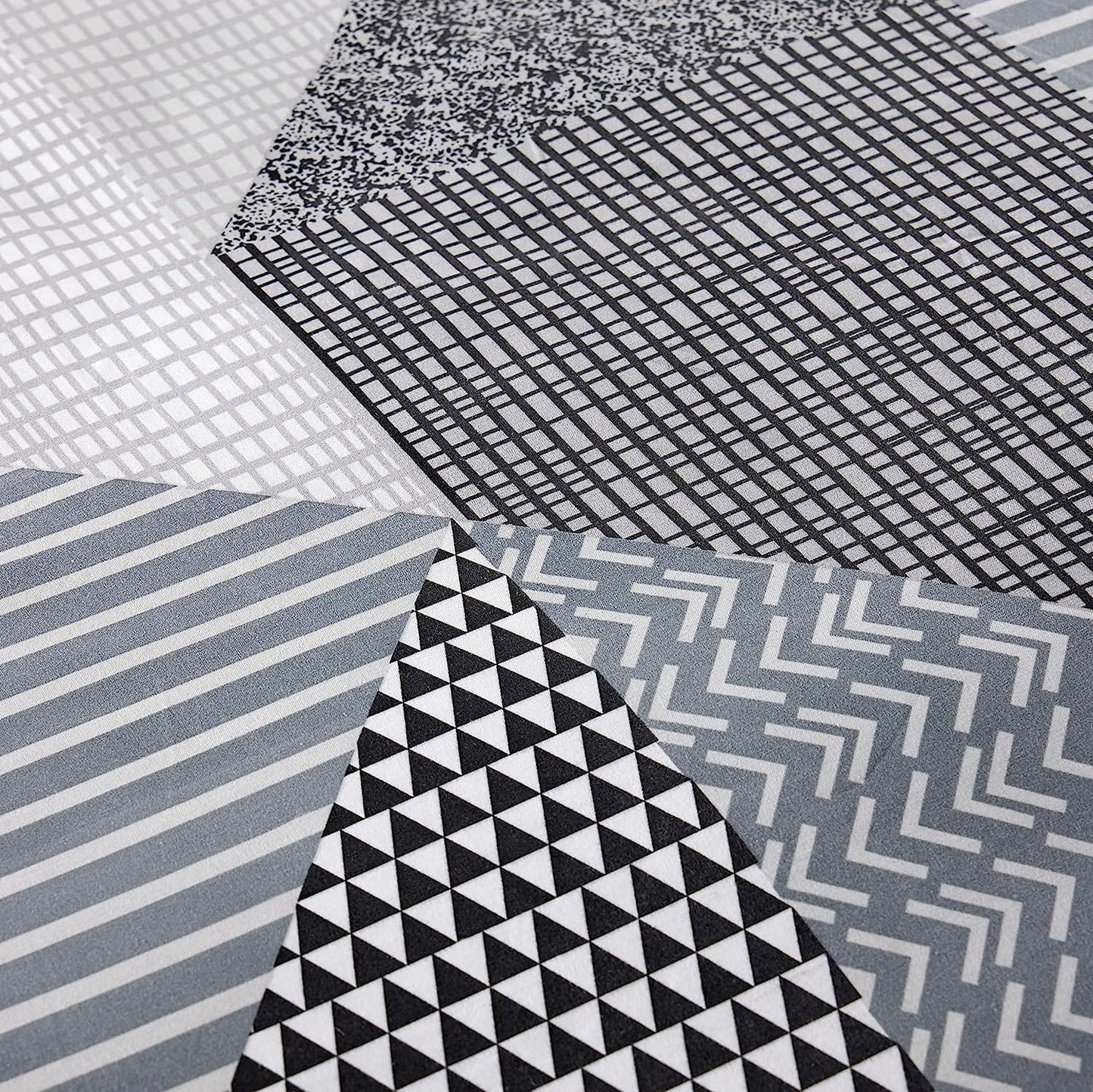 Jasper Grey Printed Reversible Quilted Duvet Cover Set with Button Closure in Single Double and King High-Quality Polyester by OLIVIA ROCCO