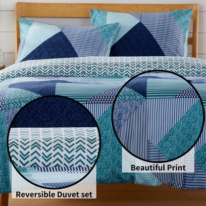 Jasper Teal Durable Printed Duvet Cover Set with Button Closure by OLIVIA ROCCO - Elegant Bedroom Decor in Single, Double, and King Sizes - Premium Polyester