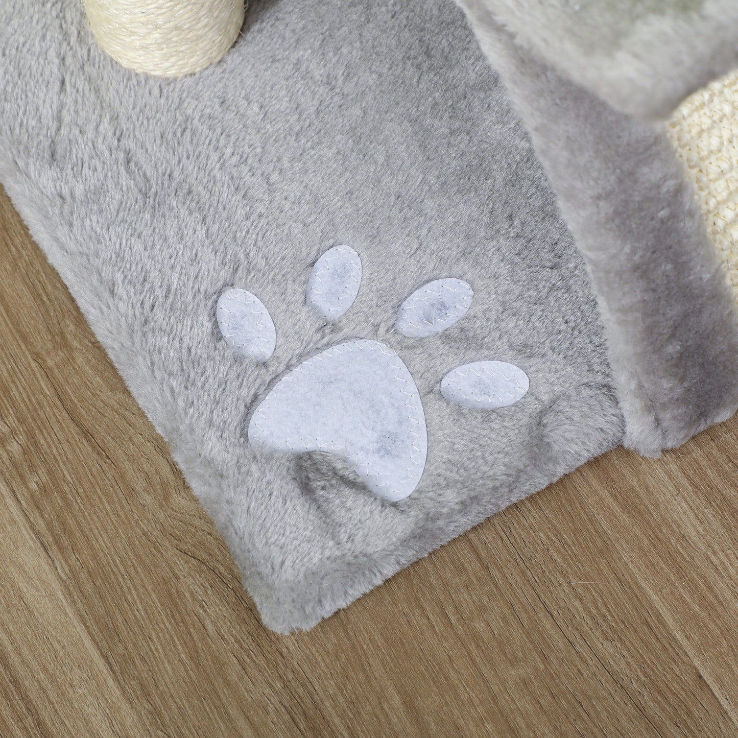 PawHut Cat Tree, Cat Tower for Kittens, Small Cat Condo with Rotatable Top Bar, Sisal Scratching Post, Tunnel, Dangling Balls - Grey