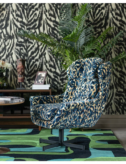 John Swivel Chair - Blu Selvaggio Velvet