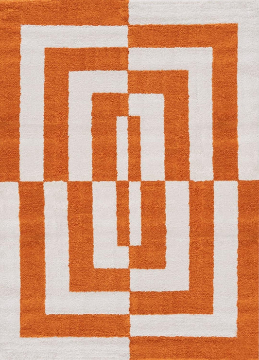 Joli Geometric Orange & White Rug