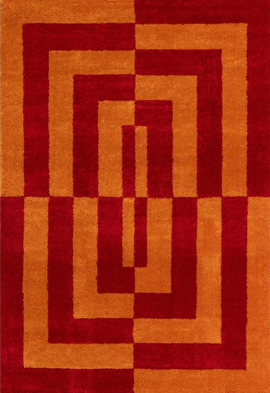 Joli Geometric Red & Orange Rug