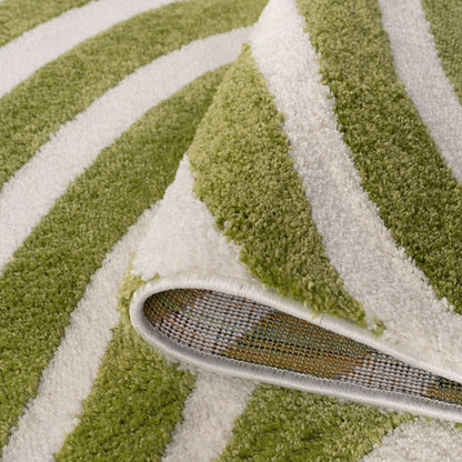 Joli Striped Green & White Rug
