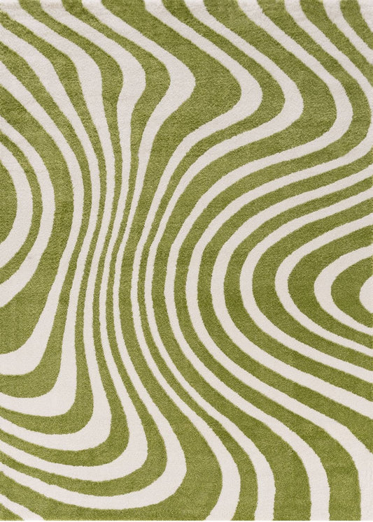 Joli Striped Green & White Rug