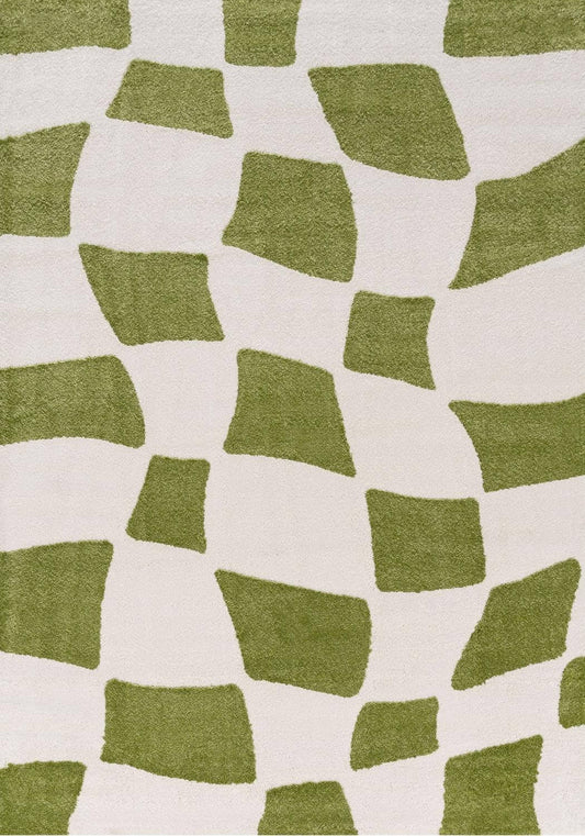 Joli Checkered Green & White Rug