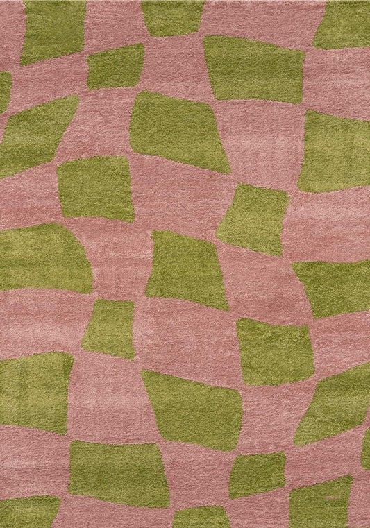 Joli Checkered Green & Pink Rug