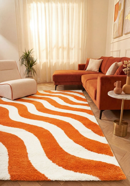 Joli Wave Orange & White Rug