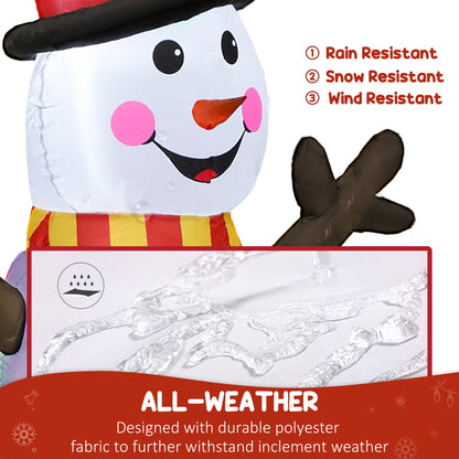 Outsunny 6FT Christmas Inflatables Snowman & Penguins with Built-in LED Lights and Flashing Projector Light, Blow Up Christmas Inflatable Decoration for Indoor Outdoor Decor, Garden