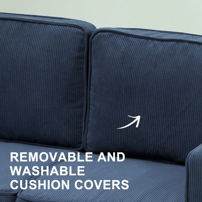 HOMCOM Small Two-Seater Corduroy Sofa - Blue