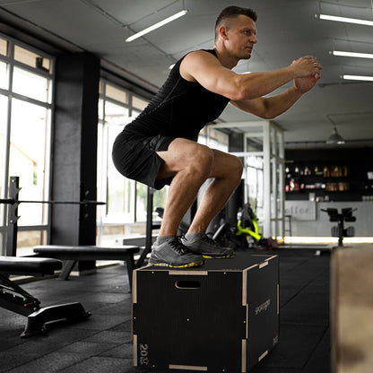 SPORTNOW Multi-Faceted Jump Box, Wooden Step Up Box, for Home, Gym, Exercise, 51/61/76cm- Black