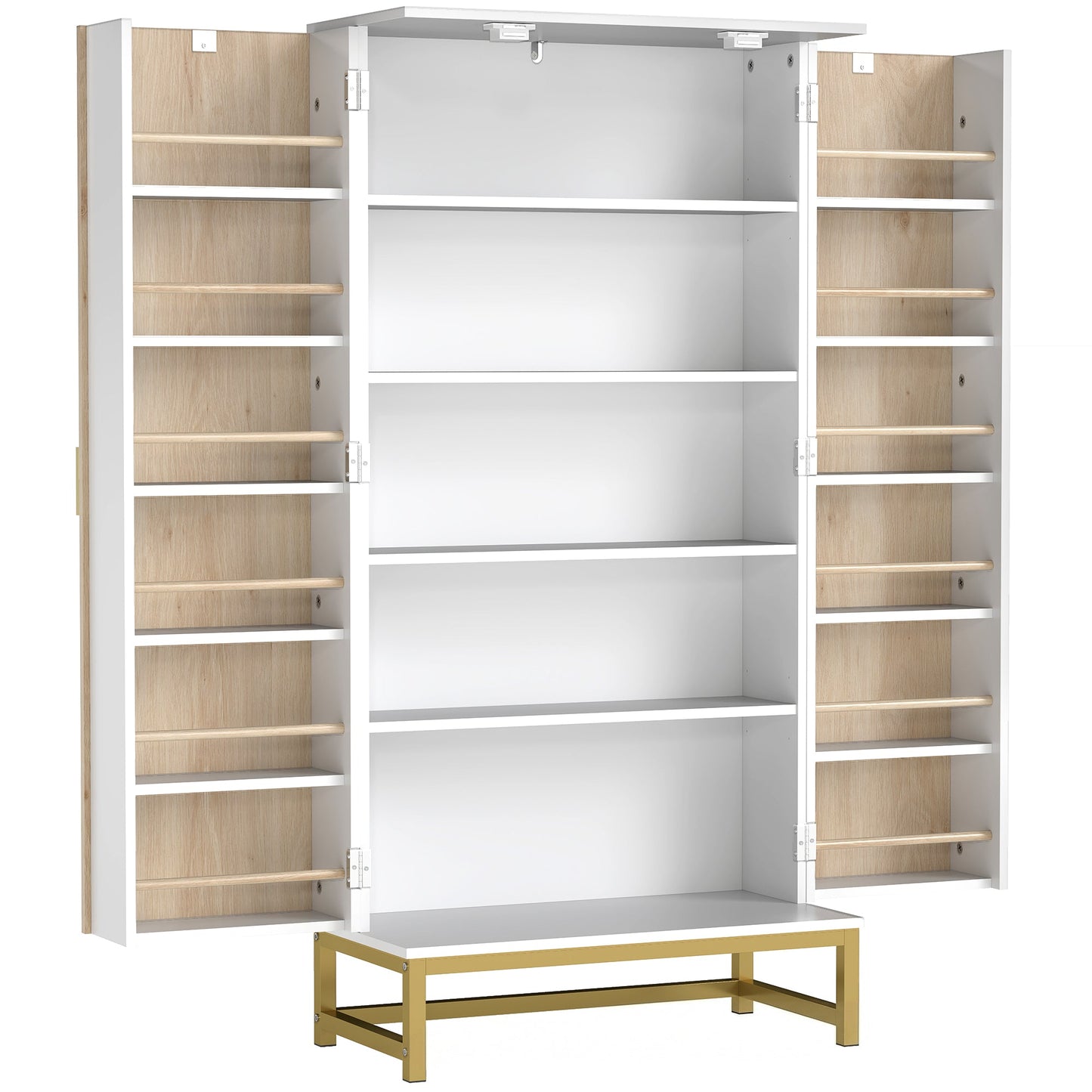 HOMCOM 119.5 cm Kitchen Cupboard, Freestanding Kitchen Cabinet with Double Doors, 5 Tiers, 12 Spice Racks, White