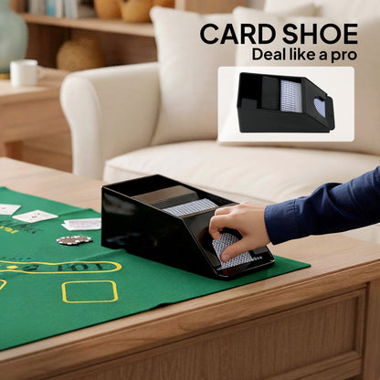 SPORTNOW 300-Piece Poker Chips Set with Card Shuffler, Card Shoe, Case, Casino Texas Holdem Poker Set with Mat, Silver Tone