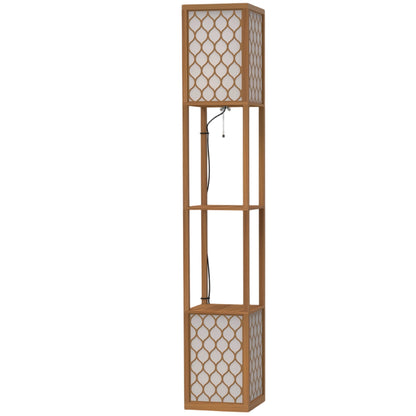 HOMCOM Duo Light Floor Shelves - Natural Wood Finish