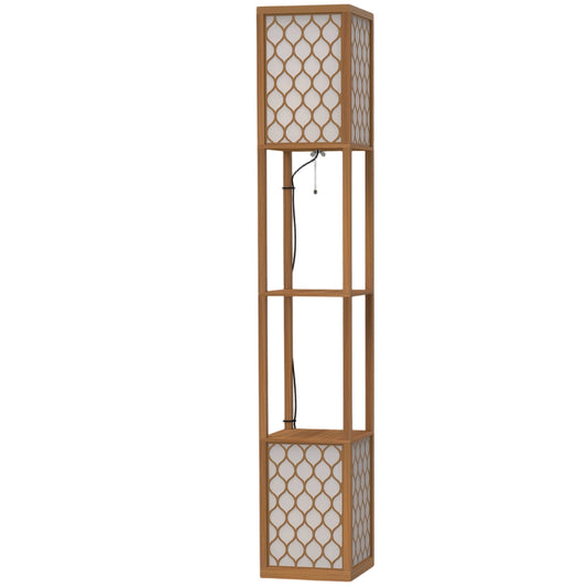 HOMCOM Duo Light Floor Shelves - Natural Wood Finish