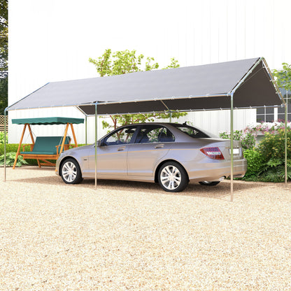 Outsunny 3 x 6m Heavy Duty Carport Garage Car Shelter Galvanized Steel Outdoor Open Canopy Tent Water UV Resistant Waterproof, Grey
