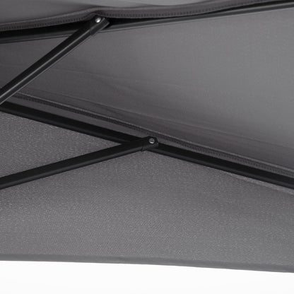Outsunny 3(m) Half Parasol Semi Round Umbrella Patio Metal Frame Crank Handle for Balcony-- NO BASE INCLUDED, Grey