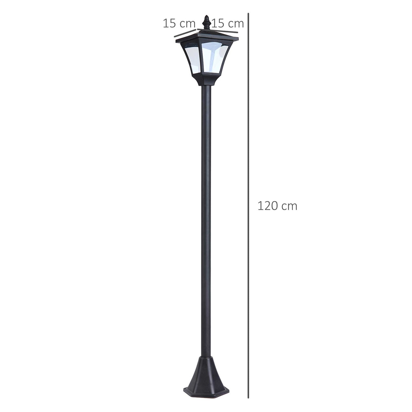 Outsunny Outdoor Garden Solar Post Lamp Photosensitive LED Lantern Bollard Pathway 1.2M Tall – Black