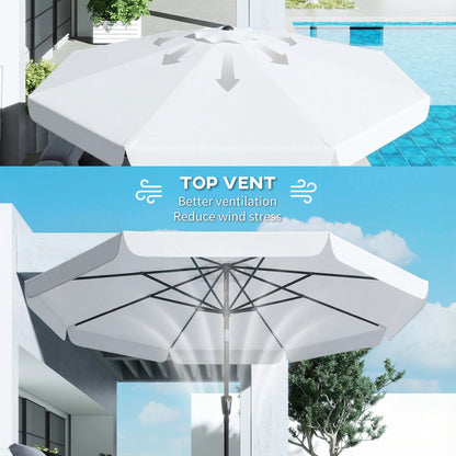 Outsunny 3 m Garden Parasol with Tilt Mechanism & Crank Handle, UPF 30+ Patio Umbrella Outdoor Table Umbrella, Cream White