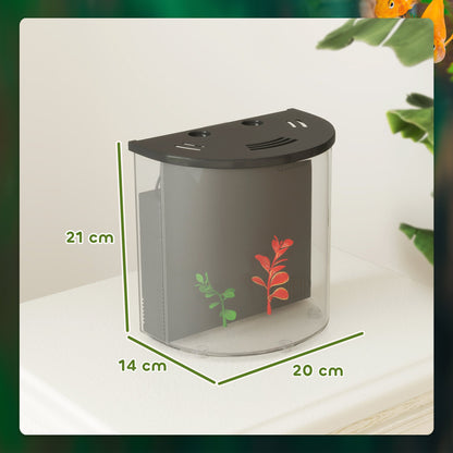 PawHut 3L Small Fish Tank with Filter System, LED Light, Small Fish Tank for Betta, Goldfish, Shrimp, Black