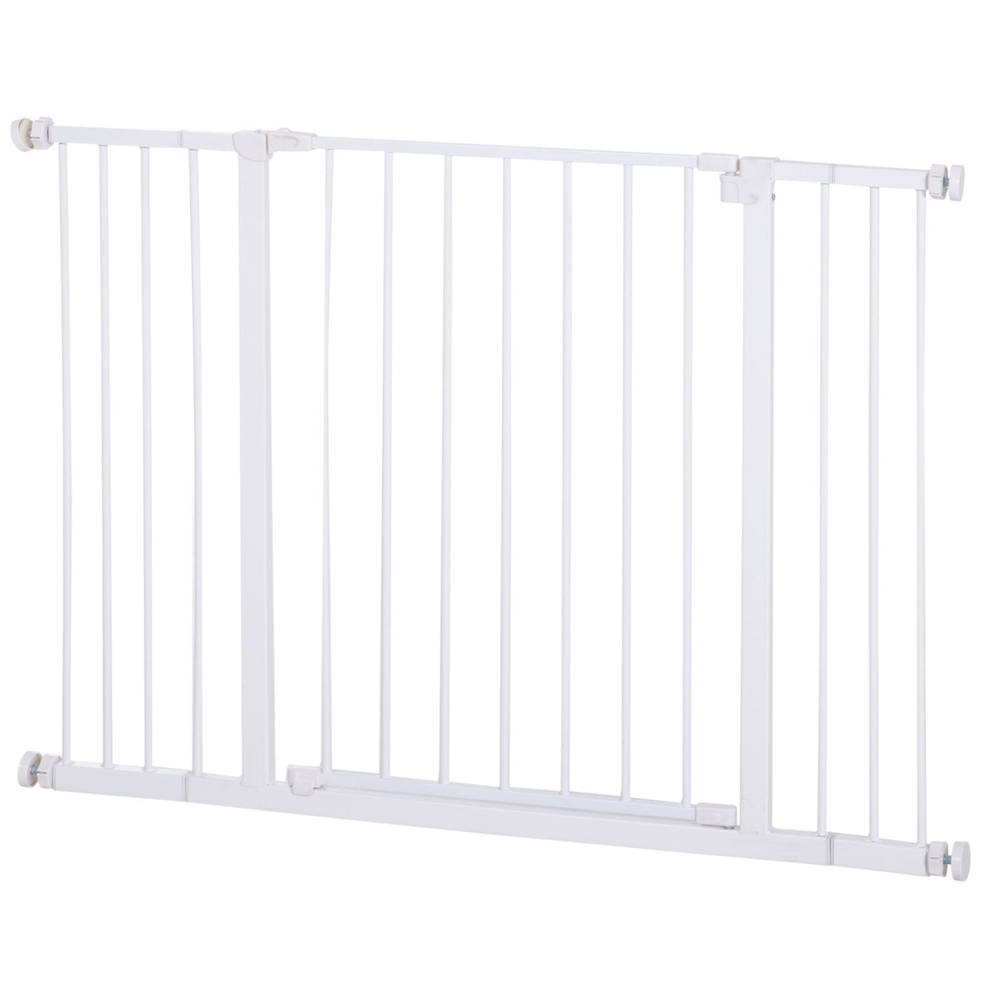 PawHut Dog Gate Pet Safety Gate Stair Barrier Pressure Fit Adjustable 76-82/86-97/101-107 cm, White