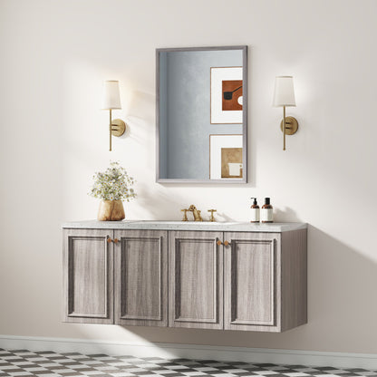 HOMCOM Wall Bathroom Mirror, 50 x 70 cm Wall-Mounted Mirror for Living Room, Bedroom, Hallway, Grey